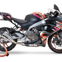 Exhaust compatible with Aprilia RS 457 2024-2025, GP Evo4 Titanium, Homologated legal full system exhaust, including removable db killer and catalyst 
