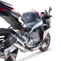 Exhaust compatible with Aprilia RS 457 2024-2025, GP Evo4 Titanium, Homologated legal full system exhaust, including removable db killer and catalyst 