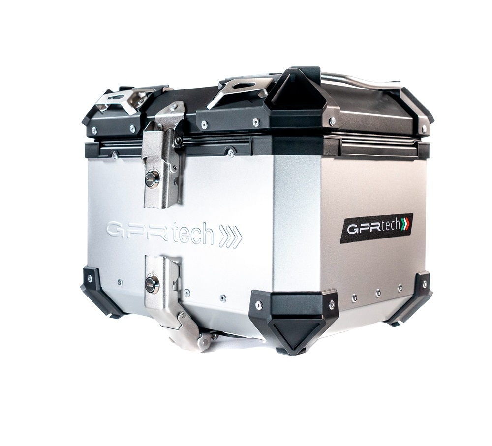 GPR TECH TOP CASE ALPI-TECH 26 LT. SILVER Top case in aluminum,including soft backrest, silver color with universal plate  Capacity 26 LT.