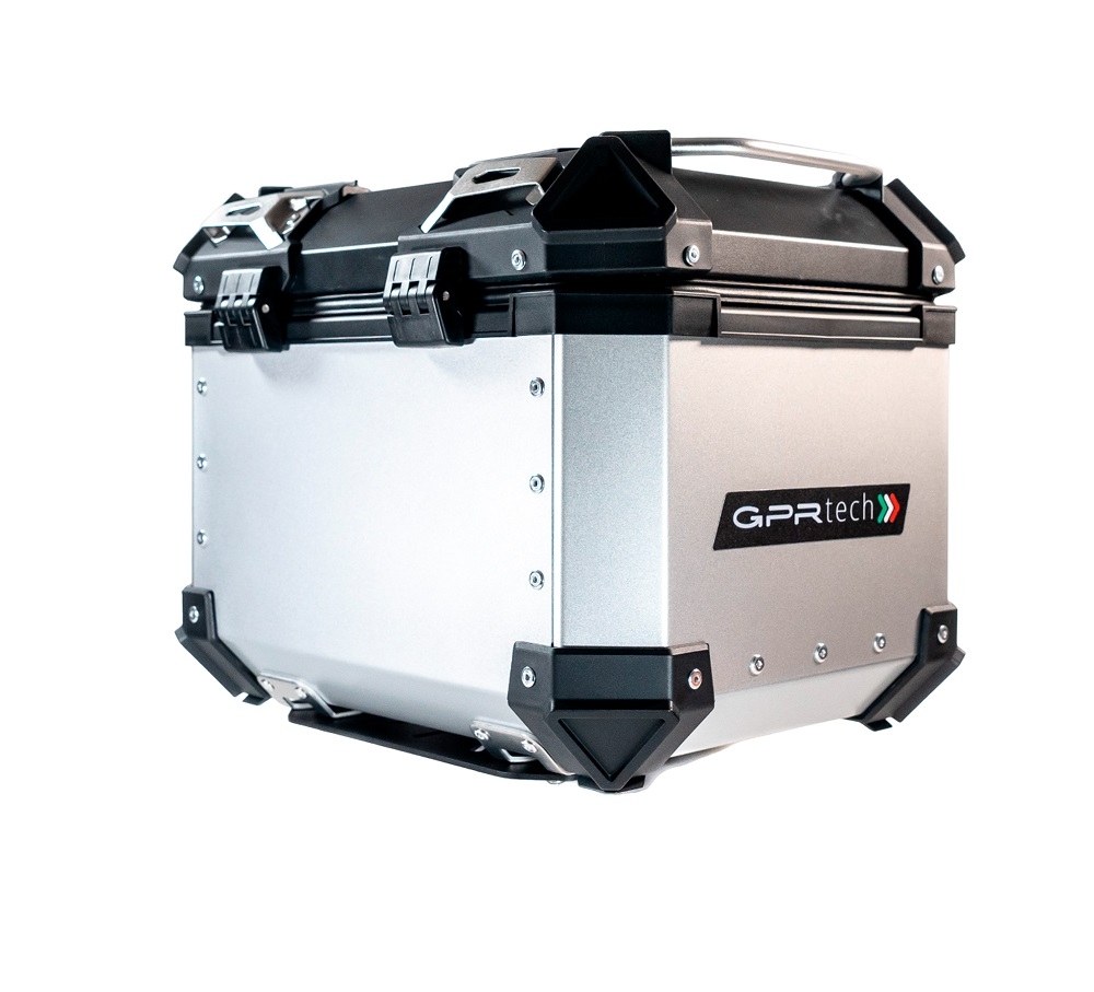 GPR TECH TOP CASE ALPI-TECH 26 LT. SILVER Top case in aluminum,including soft backrest, silver color with universal plate  Capacity 26 LT.