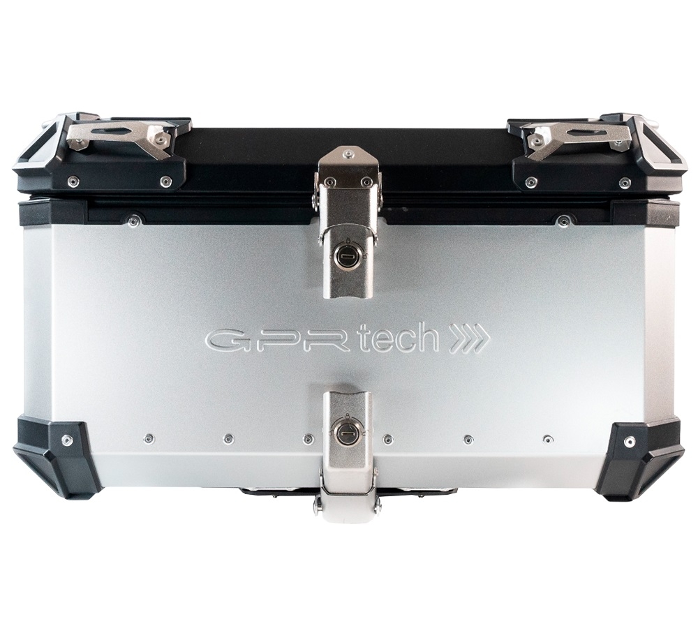 GPR TECH TOP CASE ALPI-TECH 55 LT SILVER Top case in aluminum,including soft backrest, silver color with universal plate  Capacity 55 LT.