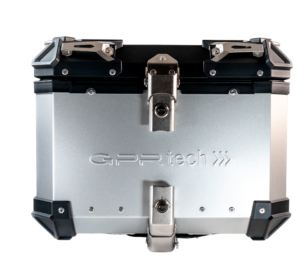 GPR TECH TOP CASE ALPI-TECH 45 LT. SILVER Top case in aluminum,including soft backrest, silver color with universal plate  Capacity 45 LT.