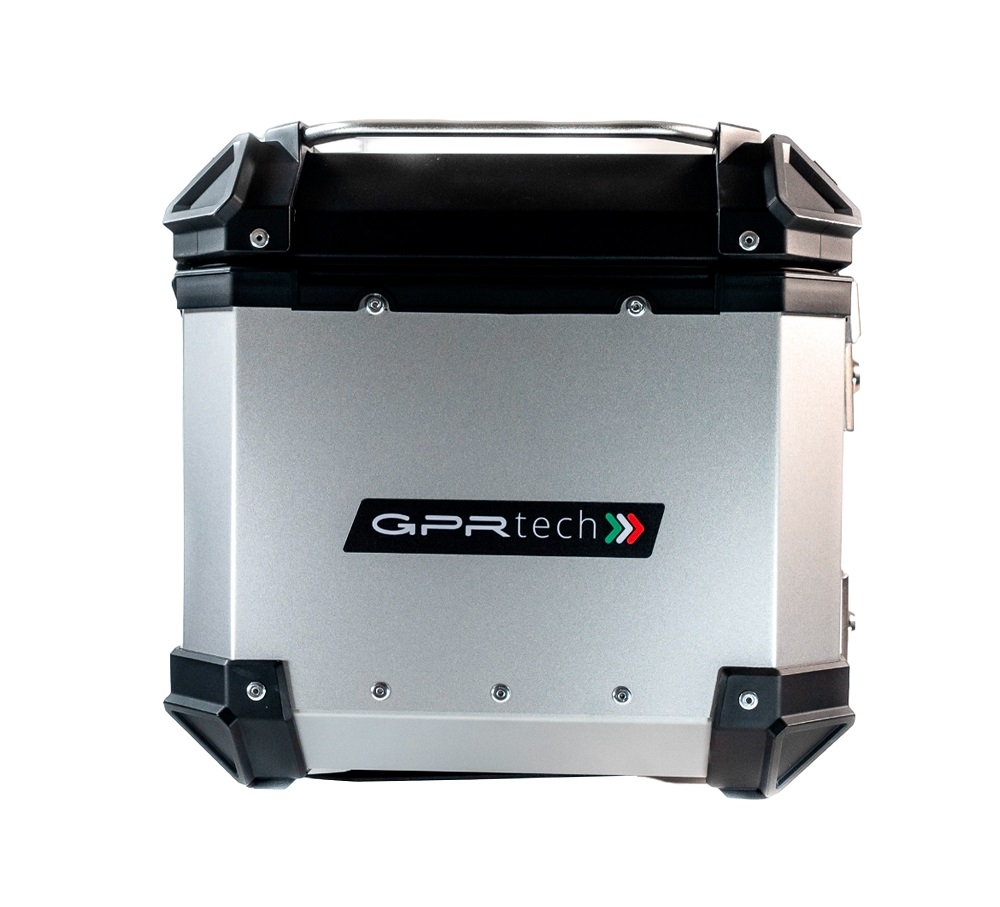 GPR TECH TOP CASE ALPI-TECH 45 LT. SILVER Top case in aluminum,including soft backrest, silver color with universal plate  Capacity 45 LT.