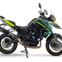 Exhaust compatible with Benelli Trk 702 X 2023-2024, Dual Poppy, Homologated legal slip-on exhaust including removable db killer and link pipe 