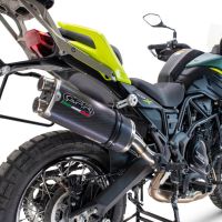 Exhaust compatible with Benelli Trk 702 X 2023-2024, Dual Poppy, Homologated legal slip-on exhaust including removable db killer and link pipe 