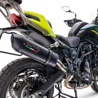 Exhaust compatible with Benelli Trk 702 2023-2024, Furore Evo4 Nero, Homologated legal slip-on exhaust including removable db killer and link pipe 