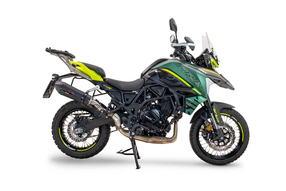 Exhaust compatible with Benelli Trk 702 X 2023-2024, GP Evo4 Black Titanium, Homologated legal slip-on exhaust including removable db killer and link pipe 