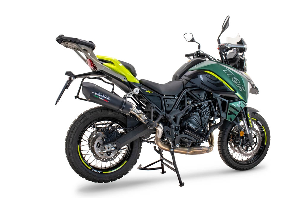 Exhaust compatible with Benelli Trk 702 X 2023-2024, GP Evo4 Black Titanium, Homologated legal slip-on exhaust including removable db killer and link pipe 