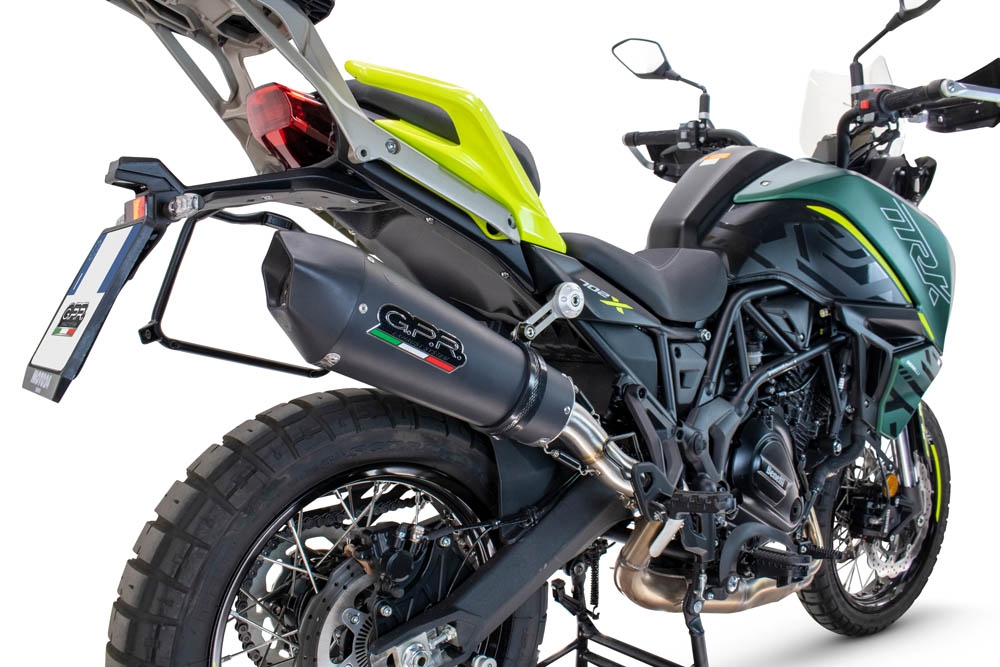 Exhaust compatible with Benelli Trk 702 X 2023-2024, GP Evo4 Black Titanium, Homologated legal slip-on exhaust including removable db killer and link pipe 
