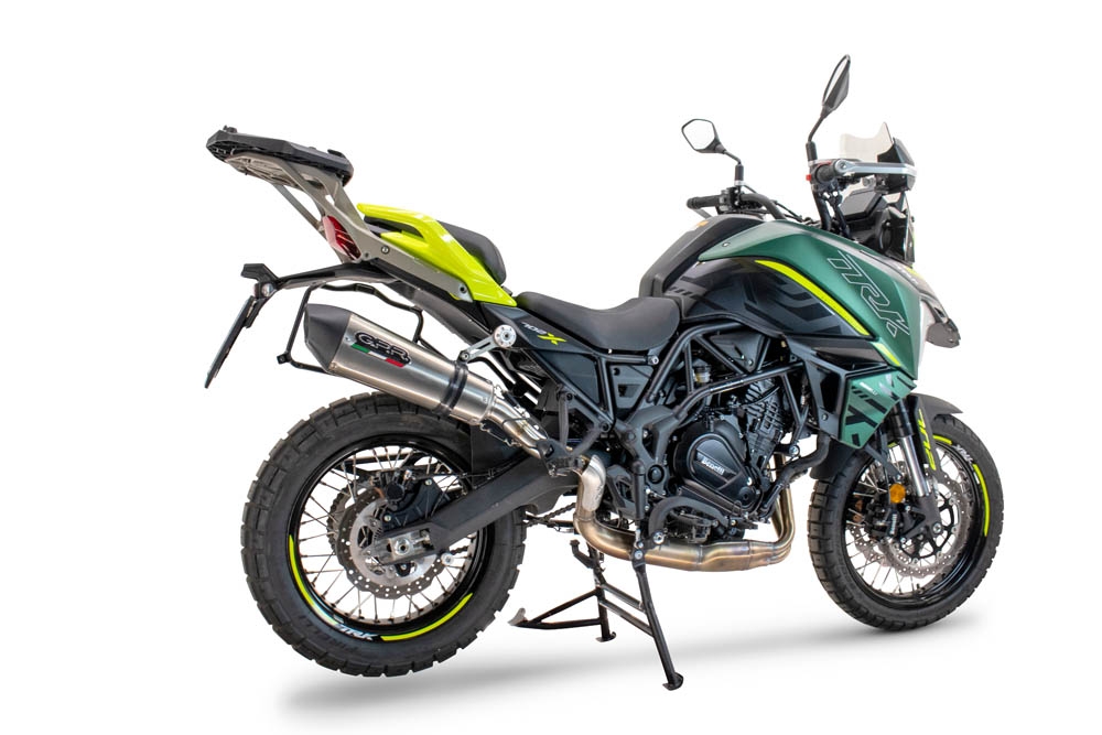 Exhaust compatible with Benelli Trk 702 2023-2024, GP Evo4 Titanium, Homologated legal slip-on exhaust including removable db killer and link pipe 