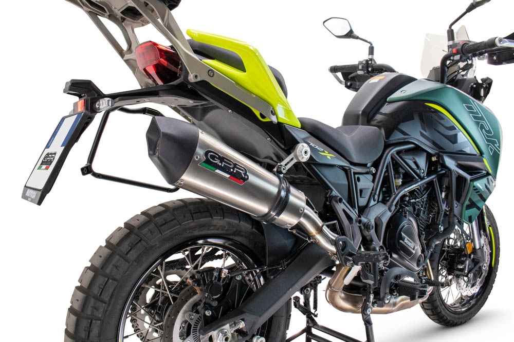 Exhaust compatible with Benelli Trk 702 2023-2024, GP Evo4 Titanium, Homologated legal slip-on exhaust including removable db killer and link pipe 