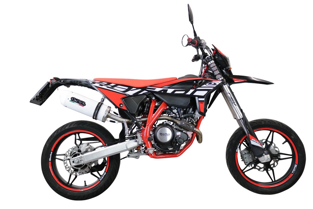 Exhaust compatible with Beta RR 125 4T Motard 2021-2024, Albus Evo4, Slip-on exhaust legal for UK and non-EU markets including link pipe and removable db killer 