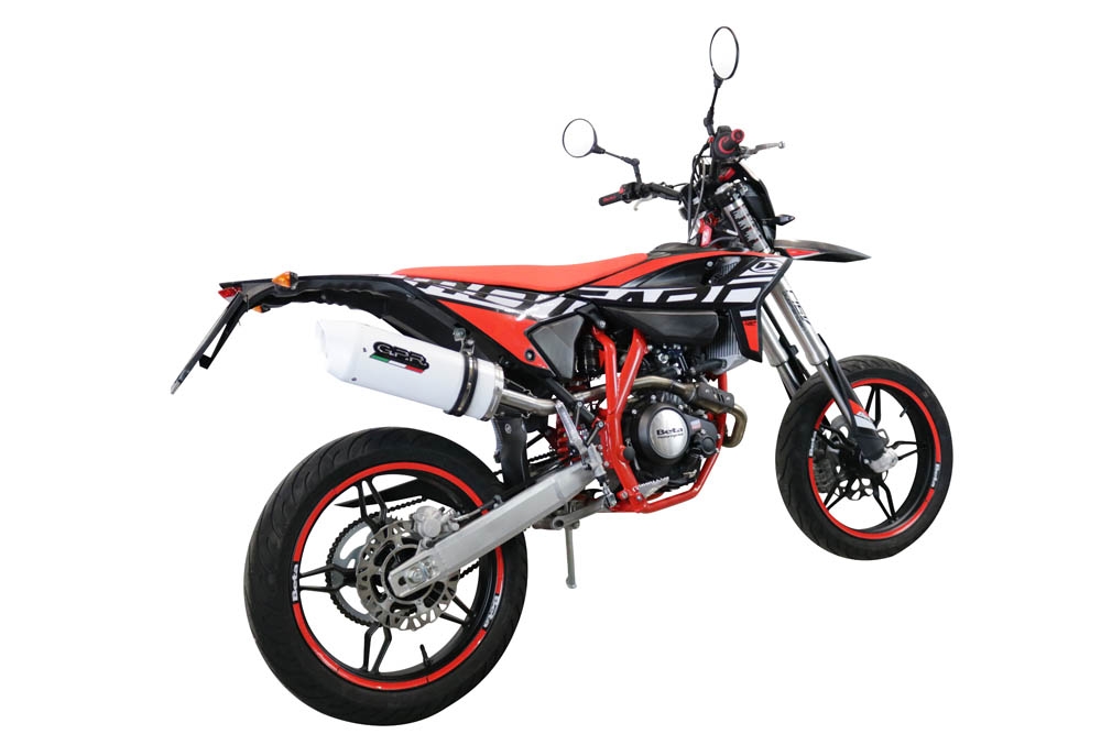 Exhaust compatible with Beta RR 125 4T Motard 2021-2024, Albus Evo4, Slip-on exhaust legal for UK and non-EU markets including link pipe and removable db killer 