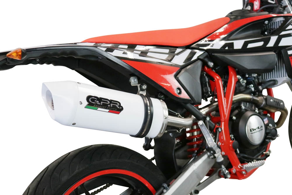 Exhaust compatible with Beta RR 125 4T Motard 2021-2024, Albus Evo4, Slip-on exhaust legal for UK and non-EU markets including link pipe and removable db killer 
