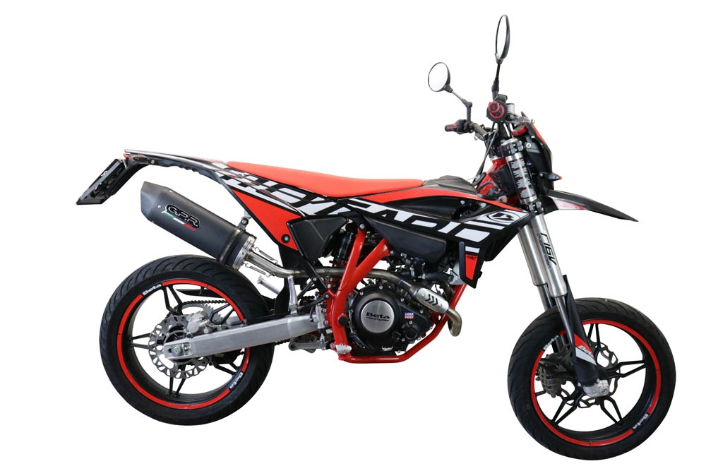 Exhaust compatible with Beta RR 125 4T Enduro 2021-2024, Furore Evo4 Nero, Homologated legal slip-on exhaust including removable db killer, link pipe and catalyst 