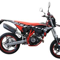 Exhaust compatible with Beta RR 125 4T Enduro 2021-2024, Furore Evo4 Nero, Homologated legal slip-on exhaust including removable db killer, link pipe and catalyst 