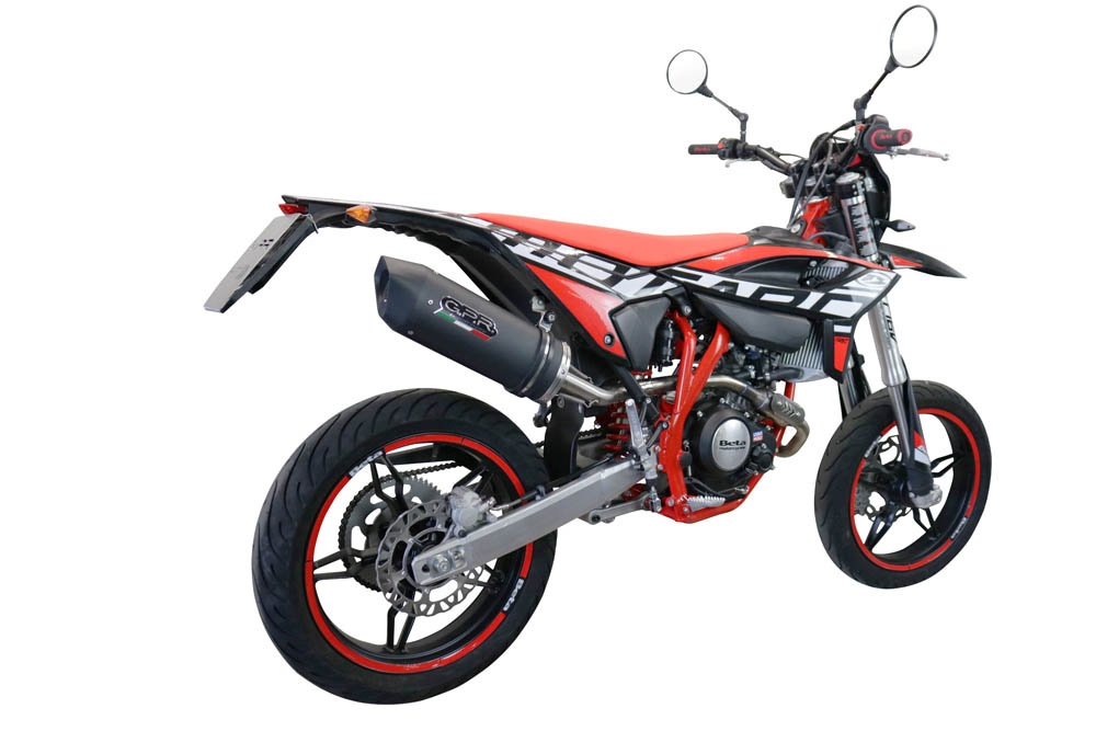 Exhaust compatible with Beta RR 125 4T Enduro 2021-2024, Furore Evo4 Nero, Homologated legal slip-on exhaust including removable db killer, link pipe and catalyst 