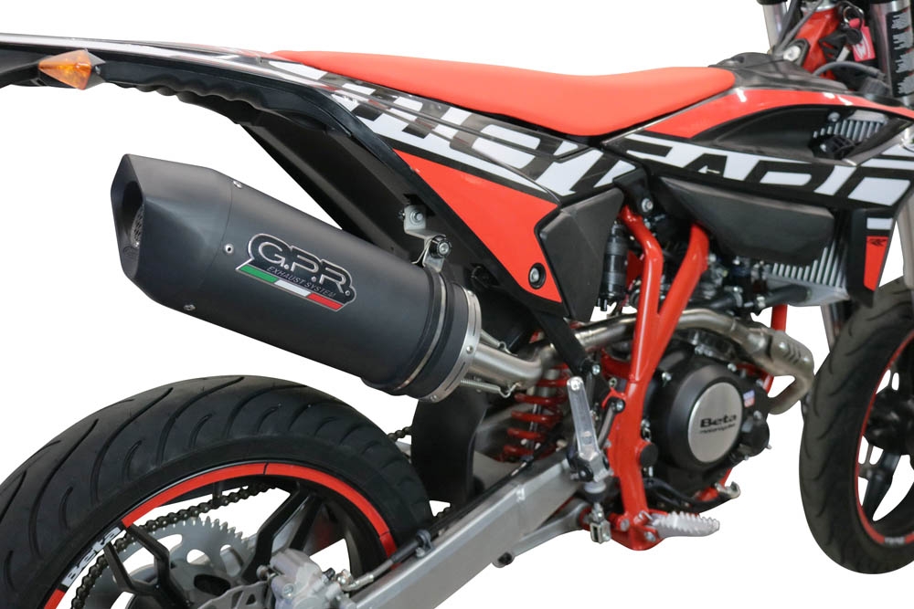 Exhaust compatible with Beta RR 125 4T Enduro 2021-2024, Furore Evo4 Nero, Homologated legal slip-on exhaust including removable db killer, link pipe and catalyst 
