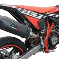 Exhaust compatible with Beta RR 125 4T Enduro 2021-2024, Furore Evo4 Nero, Homologated legal slip-on exhaust including removable db killer, link pipe and catalyst 