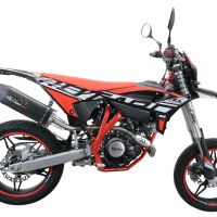Exhaust compatible with Beta RR 125 4T Enduro 2021-2024, Furore Evo4 Poppy, Slip-on exhaust legal for UK and non-EU markets including link pipe and removable db killer 