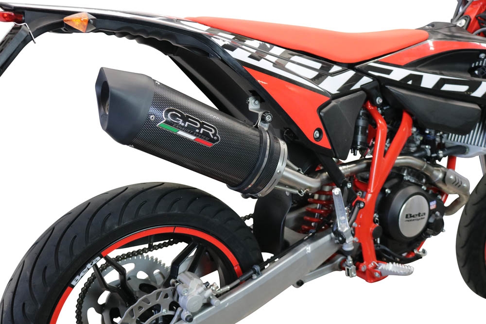 Exhaust compatible with Beta RR 125 4T Enduro 2021-2024, Furore Evo4 Poppy, Slip-on exhaust legal for UK and non-EU markets including link pipe and removable db killer 