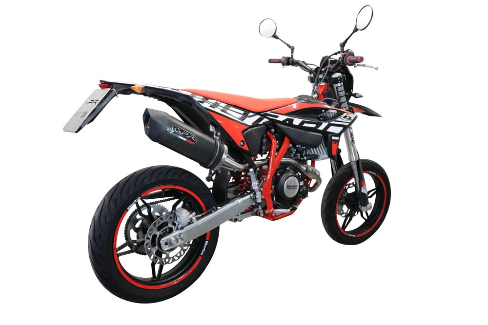 Exhaust compatible with Beta RR 125 4T Enduro 2021-2024, Furore Evo4 Poppy, Slip-on exhaust legal for UK and non-EU markets including link pipe and removable db killer 