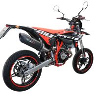 Exhaust compatible with Beta RR 125 4T Enduro 2021-2024, Furore Evo4 Poppy, Slip-on exhaust legal for UK and non-EU markets including link pipe and removable db killer 