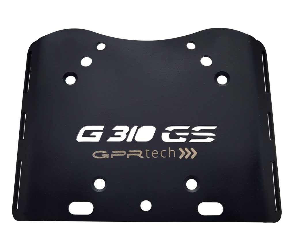 GPR TECH compatible with  Bmw G 310 Gs 2022/2024 e5 GPR TECH Specific fitting plate Top Case ALPITECH 26 LT compatible with original luggage rack,stainless steel made with 4 anchor points