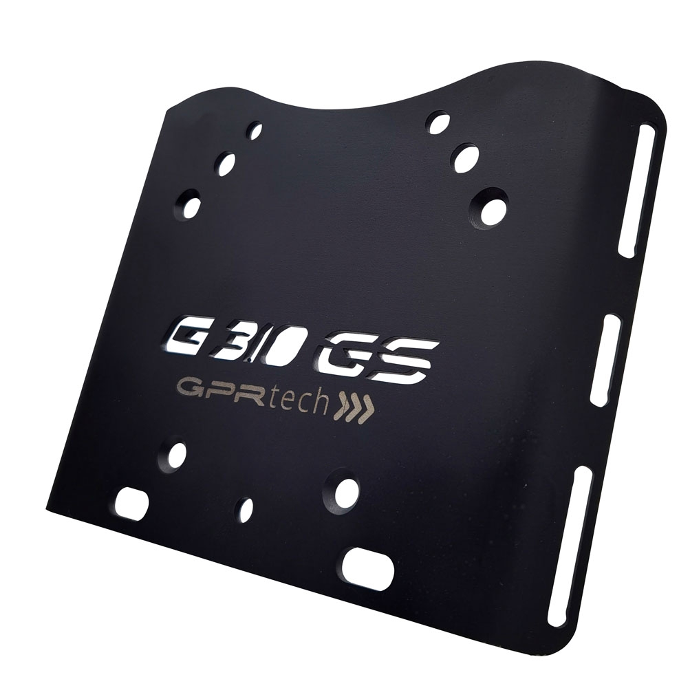 GPR TECH compatible with  Bmw G 310 Gs 2022/2024 e5 GPR TECH Specific fitting plate Top Case ALPITECH 26 LT compatible with original luggage rack,stainless steel made with 4 anchor points