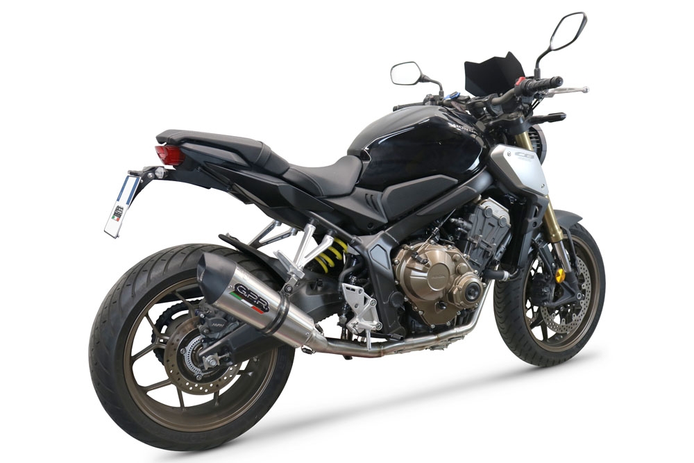 Exhaust compatible with Honda Cb 650 F 2017-2018, GP Evo4 Titanium, Homologated legal full system exhaust, including removable db killer and catalyst 