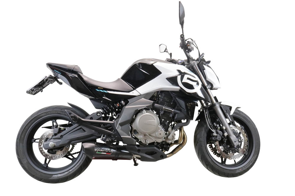 Exhaust compatible with Cf Moto 650 Mt 2021-2024, Gpe Ann. Poppy, Slip-on exhaust legal for UK and non-EU markets including link pipe and removable db killer 