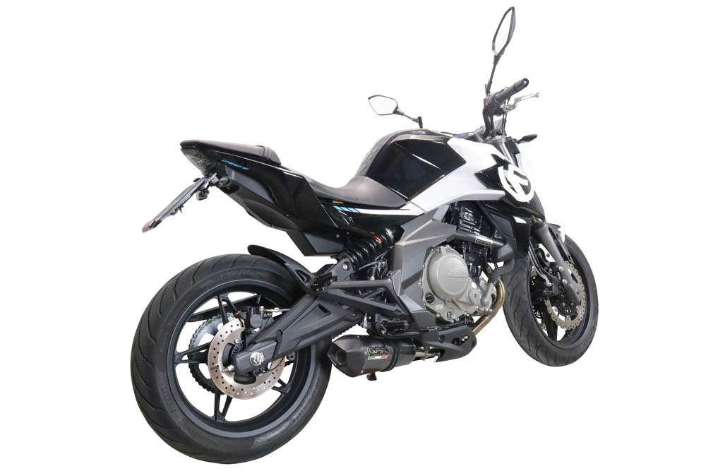 Exhaust compatible with Cf Moto 650 Mt 2021-2024, Gpe Ann. Poppy, Slip-on exhaust legal for UK and non-EU markets including link pipe and removable db killer 