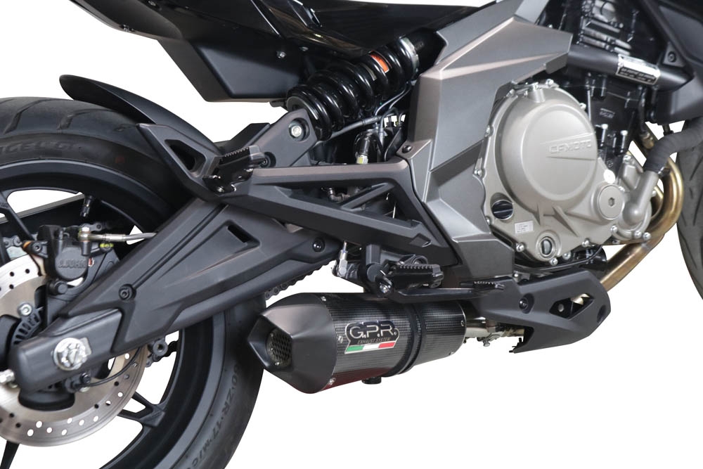Exhaust compatible with Cf Moto 650 Mt 2021-2024, Gpe Ann. Poppy, Slip-on exhaust legal for UK and non-EU markets including link pipe and removable db killer 