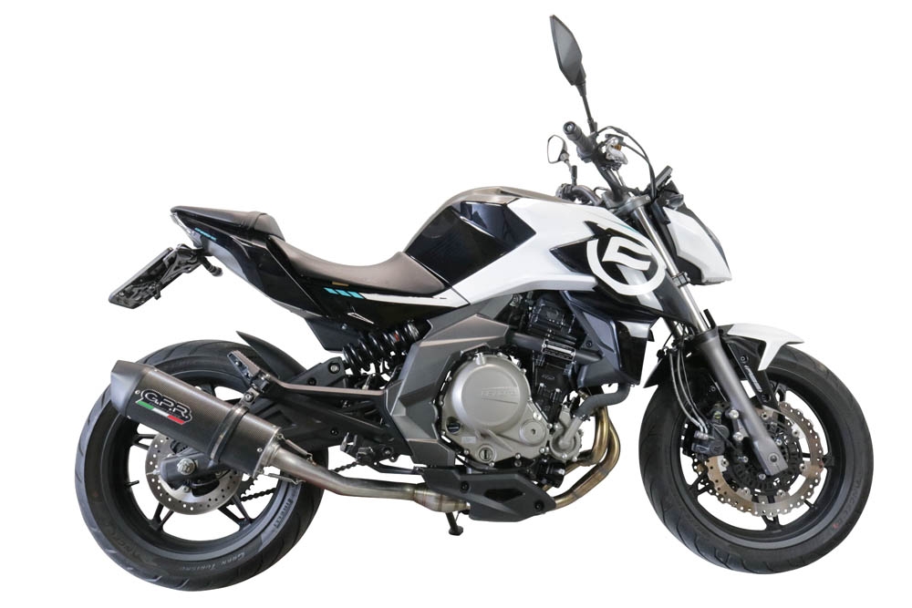 Exhaust compatible with Cf Moto 400 NK 2021-2023, Furore Evo4 Poppy, Homologated legal slip-on exhaust including removable db killer, link pipe and catalyst 