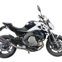 Exhaust compatible with Cf Moto 650 Mt 2021-2024, GP Evo4 Poppy, Homologated legal slip-on exhaust including removable db killer, link pipe and catalyst 