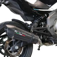 Exhaust compatible with Cf Moto 650 Mt 2021-2024, GP Evo4 Poppy, Homologated legal slip-on exhaust including removable db killer, link pipe and catalyst 