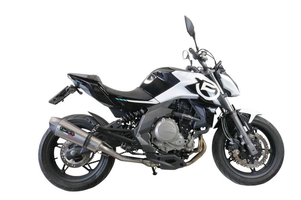 Exhaust compatible with Cf Moto 400 NK 2021-2023, GP Evo4 Titanium, Homologated legal slip-on exhaust including removable db killer, link pipe and catalyst 