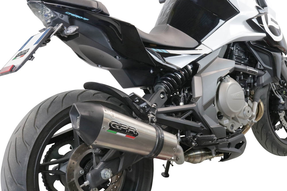 Exhaust compatible with Cf Moto 400 NK 2021-2023, GP Evo4 Titanium, Homologated legal slip-on exhaust including removable db killer, link pipe and catalyst 