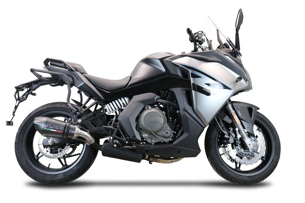 Exhaust compatible with Cf Moto 650 Gt 2022-2024, GP Evo4 Poppy, Homologated legal slip-on exhaust including removable db killer and link pipe 