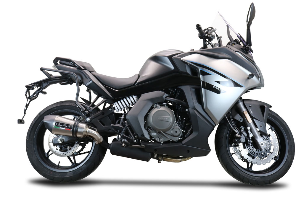 Exhaust compatible with Cf Moto 650 Gt 2022-2024, GP Evo4 Titanium, Homologated legal slip-on exhaust including removable db killer and link pipe 