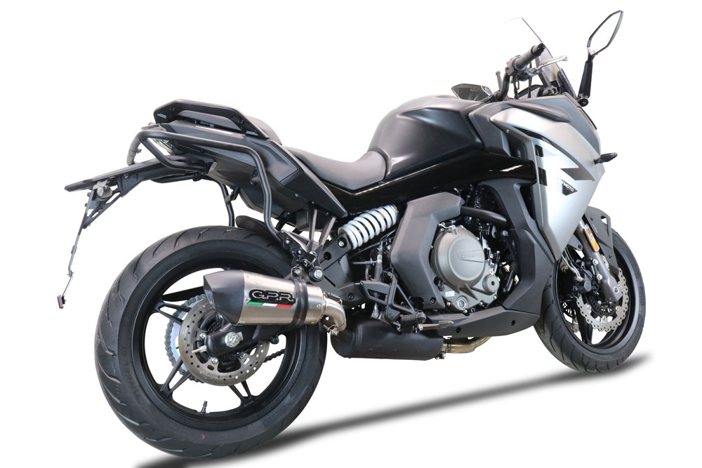 Exhaust compatible with Cf Moto 650 Gt 2022-2024, GP Evo4 Titanium, Homologated legal slip-on exhaust including removable db killer and link pipe 