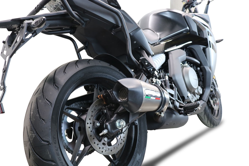 Exhaust compatible with Cf Moto 650 Gt 2022-2024, GP Evo4 Titanium, Homologated legal slip-on exhaust including removable db killer and link pipe 