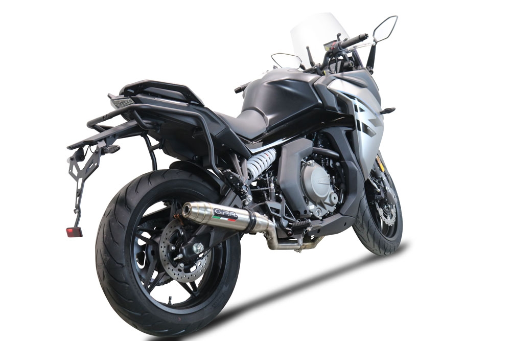 Exhaust compatible with Cf Moto 650 Gt 2022-2024, Deeptone Inox, Slip-on exhaust legal for UK and non-EU markets including link pipe and removable db killer 