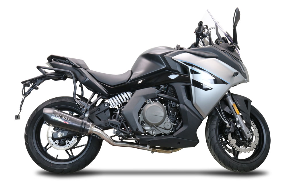 Exhaust compatible with Cf Moto 650 Gt 2022-2024, Gpe Ann. Poppy, Slip-on exhaust legal for UK and non-EU markets including link pipe and removable db killer 