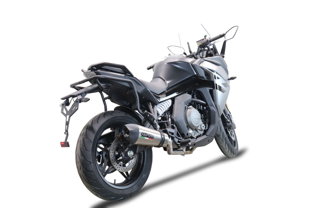 Exhaust compatible with Cf Moto 650 Gt 2022-2024, Gpe Ann. Titanium, Slip-on exhaust legal for UK and non-EU markets including link pipe and removable db killer 