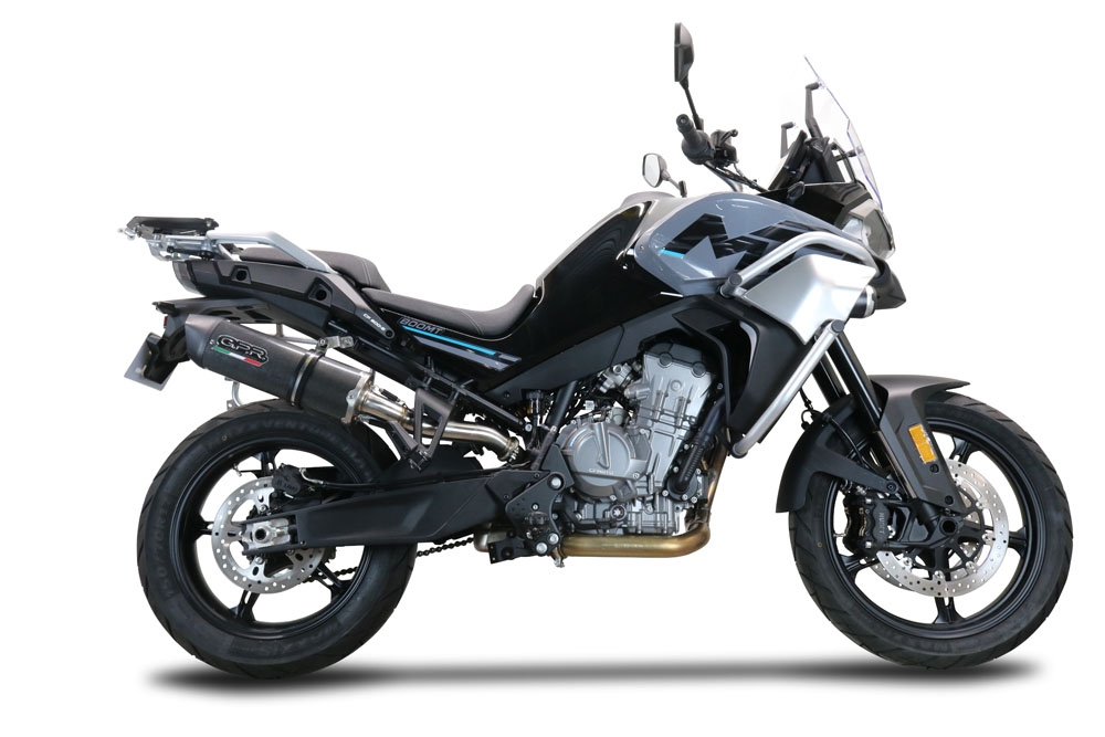 Exhaust compatible with Cf Moto 800 Mt Sport 2022-2024, Furore Evo4 Poppy, Homologated legal slip-on exhaust including removable db killer and link pipe 
