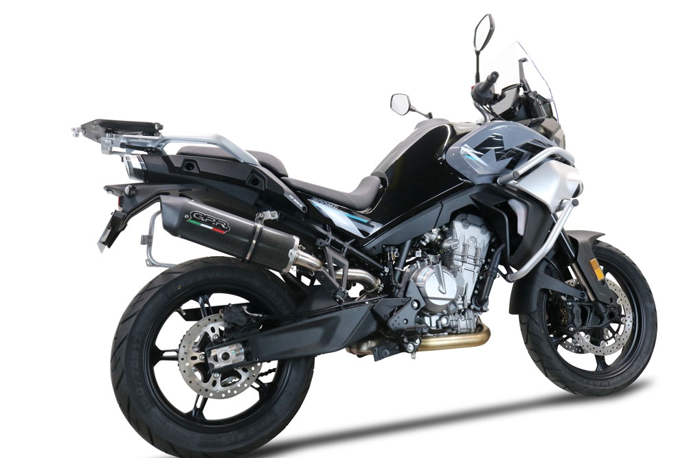 Exhaust compatible with Cf Moto 800 Mt Sport 2022-2024, Furore Evo4 Poppy, Homologated legal slip-on exhaust including removable db killer and link pipe 