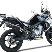 Exhaust compatible with Cf Moto 800 Mt Sport 2022-2024, Furore Evo4 Poppy, Homologated legal slip-on exhaust including removable db killer and link pipe 