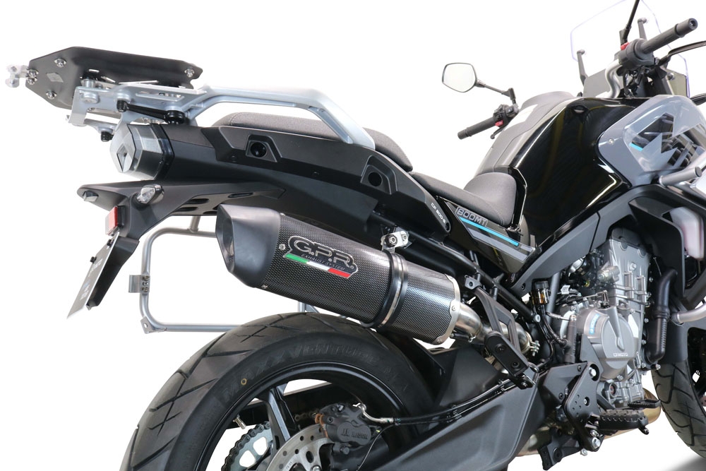Exhaust compatible with Cf Moto 800 Mt Sport 2022-2024, Furore Evo4 Poppy, Homologated legal slip-on exhaust including removable db killer and link pipe 