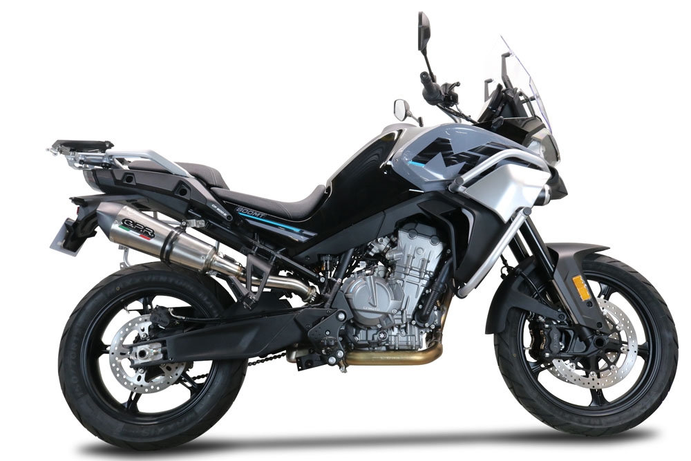Exhaust compatible with Cf Moto 800 Mt Touring 2022-2024, GP Evo4 Titanium, Homologated legal slip-on exhaust including removable db killer and link pipe 